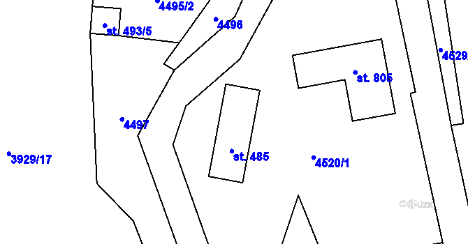 Parcela st. 486 v KÚ Halenkov, Katastrální mapa