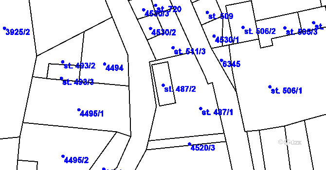 Parcela st. 487/2 v KÚ Halenkov, Katastrální mapa