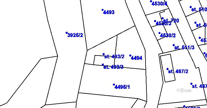 Parcela st. 493/2 v KÚ Halenkov, Katastrální mapa