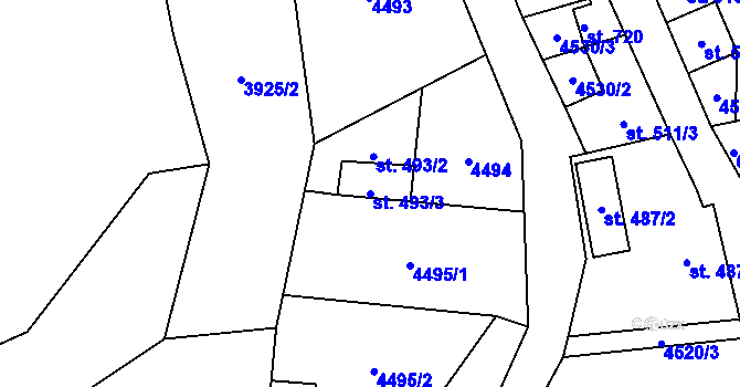 Parcela st. 493/3 v KÚ Halenkov, Katastrální mapa