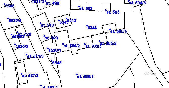 Parcela st. 505/3 v KÚ Halenkov, Katastrální mapa