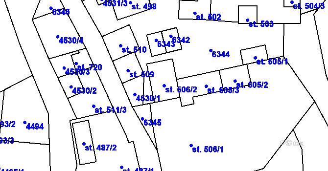 Parcela st. 506/2 v KÚ Halenkov, Katastrální mapa