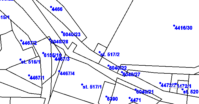 Parcela st. 517/2 v KÚ Halenkov, Katastrální mapa