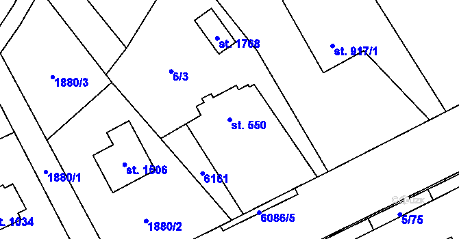 Parcela st. 550 v KÚ Halenkov, Katastrální mapa