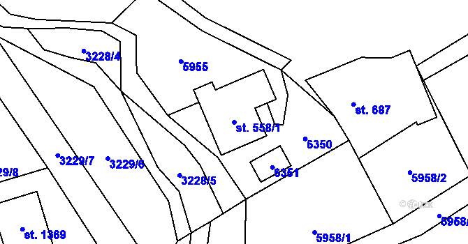 Parcela st. 558/1 v KÚ Halenkov, Katastrální mapa