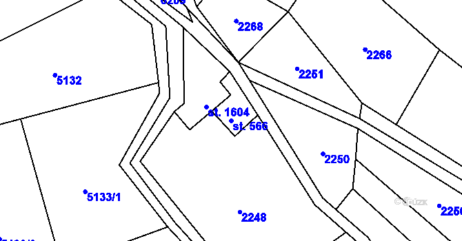 Parcela st. 566 v KÚ Halenkov, Katastrální mapa