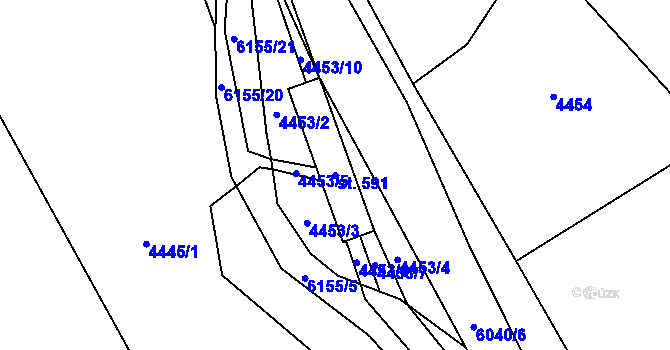 Parcela st. 591 v KÚ Halenkov, Katastrální mapa