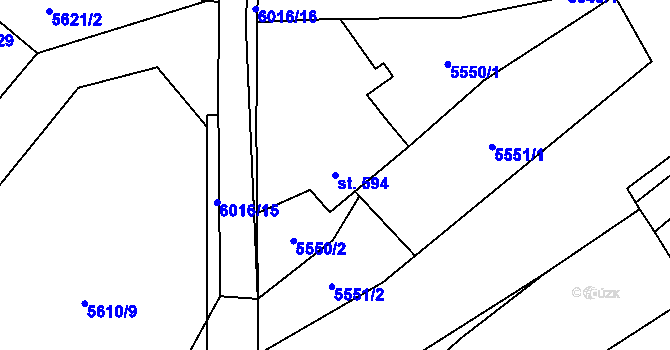 Parcela st. 594 v KÚ Halenkov, Katastrální mapa