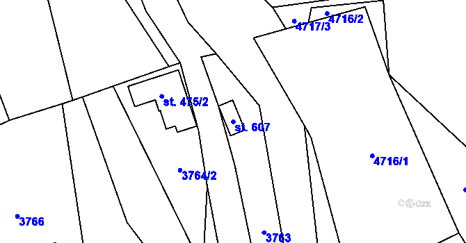 Parcela st. 607 v KÚ Halenkov, Katastrální mapa
