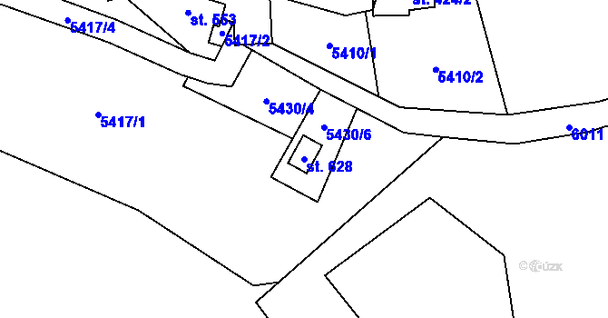 Parcela st. 628 v KÚ Halenkov, Katastrální mapa