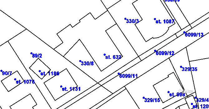 Parcela st. 632 v KÚ Halenkov, Katastrální mapa