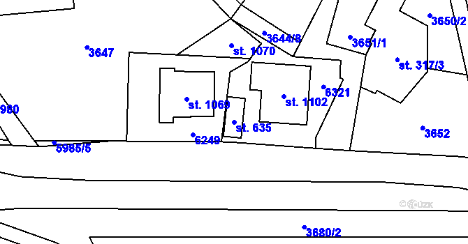 Parcela st. 635 v KÚ Halenkov, Katastrální mapa