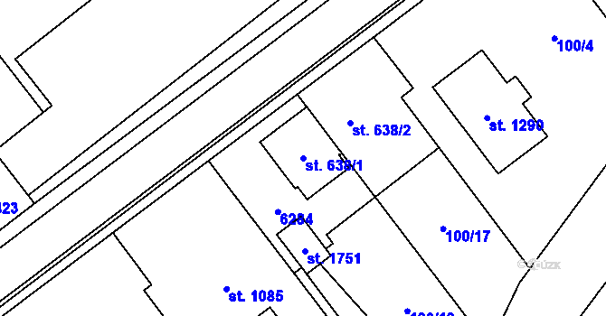 Parcela st. 638/1 v KÚ Halenkov, Katastrální mapa