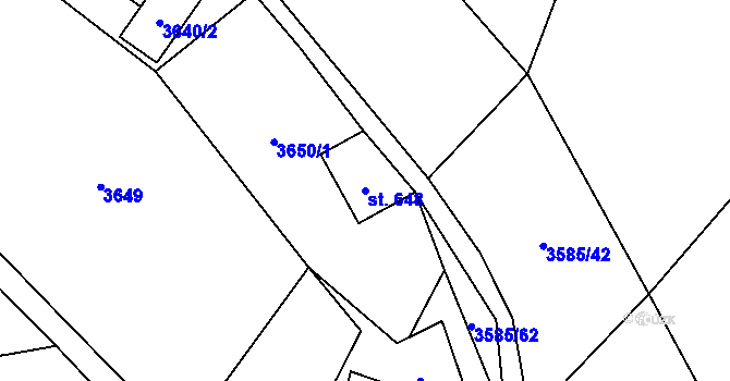 Parcela st. 648 v KÚ Halenkov, Katastrální mapa
