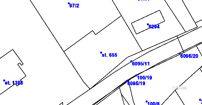 Parcela st. 655 v KÚ Halenkov, Katastrální mapa