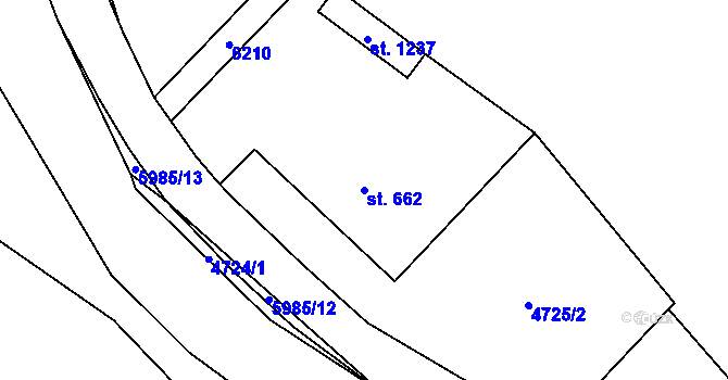 Parcela st. 662 v KÚ Halenkov, Katastrální mapa