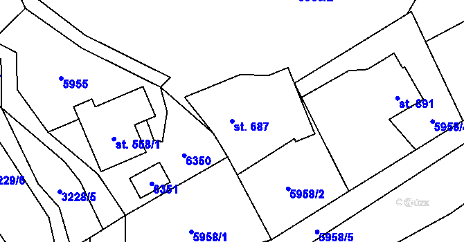 Parcela st. 687 v KÚ Halenkov, Katastrální mapa
