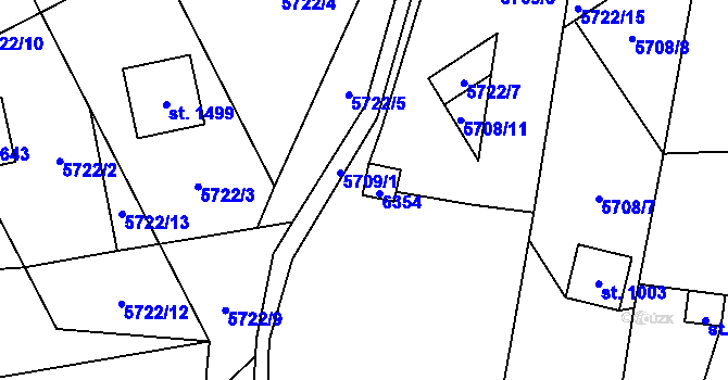 Parcela st. 704 v KÚ Halenkov, Katastrální mapa