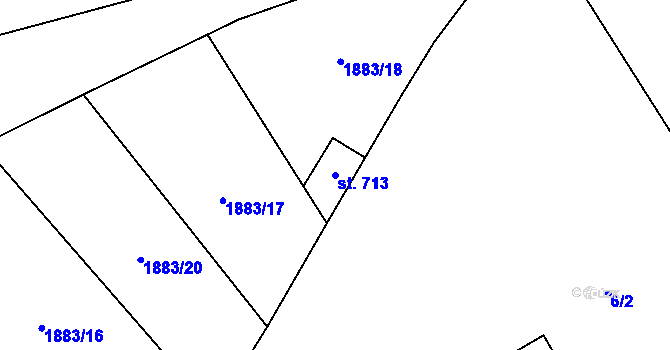 Parcela st. 713 v KÚ Halenkov, Katastrální mapa