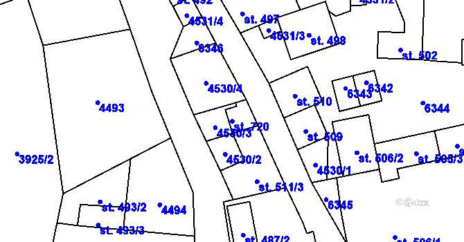 Parcela st. 720 v KÚ Halenkov, Katastrální mapa
