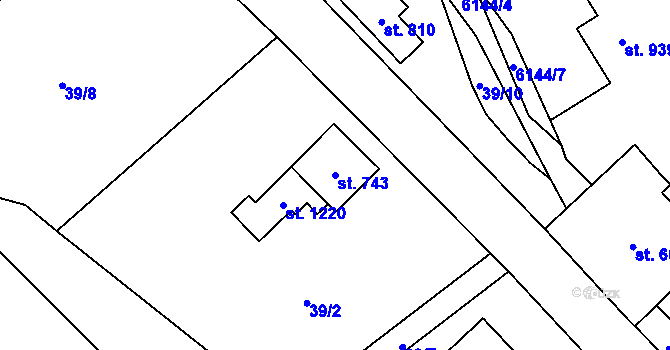 Parcela st. 743 v KÚ Halenkov, Katastrální mapa