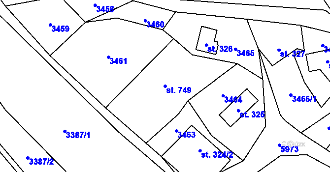 Parcela st. 749 v KÚ Halenkov, Katastrální mapa