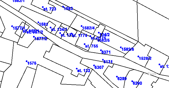 Parcela st. 755 v KÚ Halenkov, Katastrální mapa