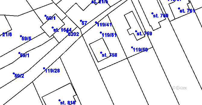 Parcela st. 758 v KÚ Halenkov, Katastrální mapa