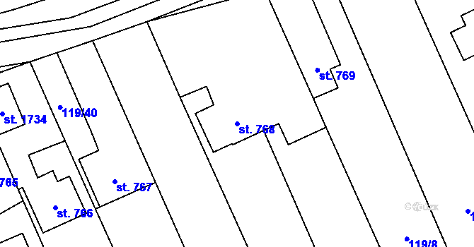 Parcela st. 768 v KÚ Halenkov, Katastrální mapa