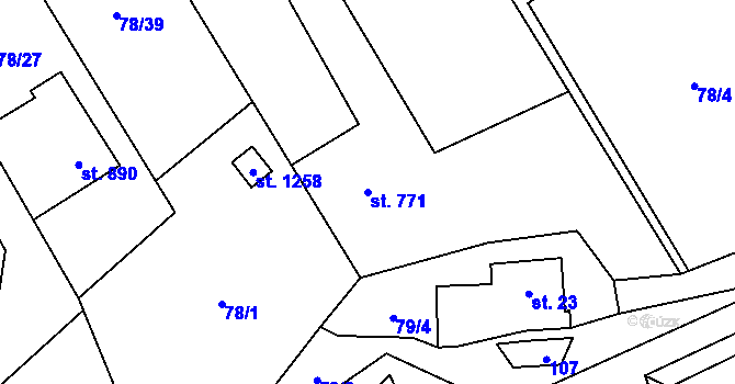 Parcela st. 771 v KÚ Halenkov, Katastrální mapa