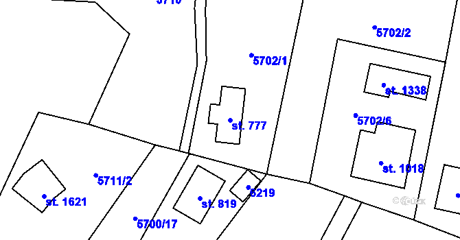 Parcela st. 777 v KÚ Halenkov, Katastrální mapa