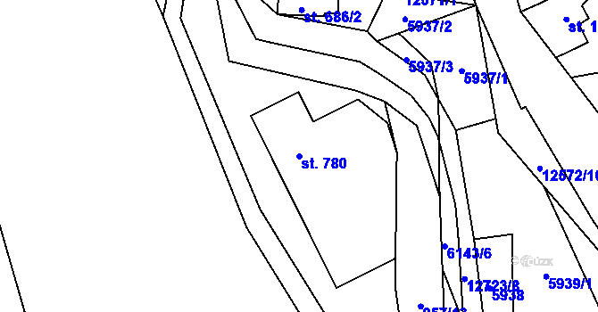 Parcela st. 780 v KÚ Halenkov, Katastrální mapa