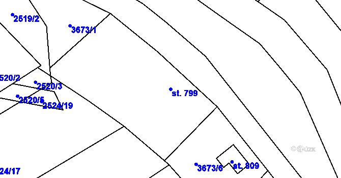 Parcela st. 799 v KÚ Halenkov, Katastrální mapa
