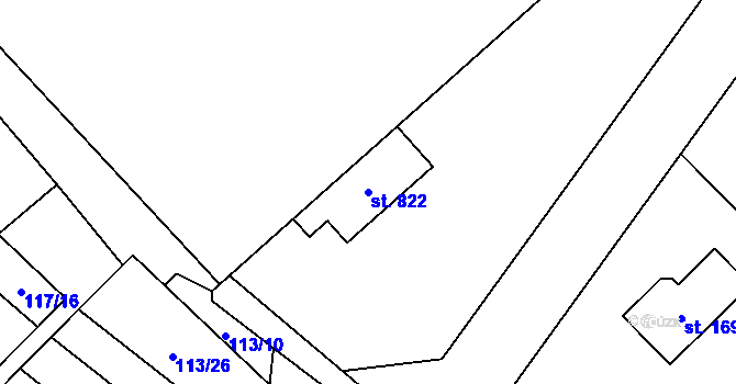 Parcela st. 822 v KÚ Halenkov, Katastrální mapa