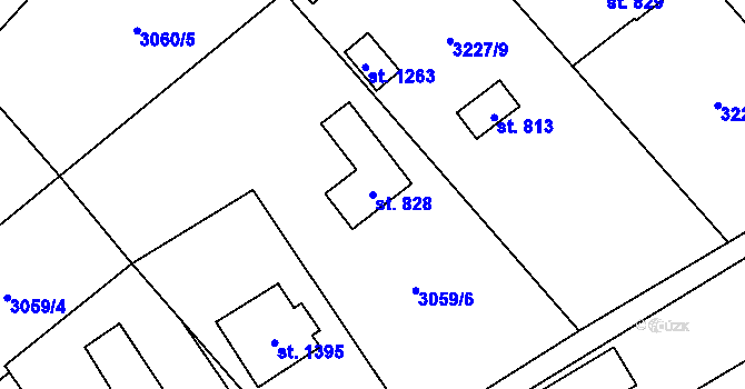 Parcela st. 828 v KÚ Halenkov, Katastrální mapa