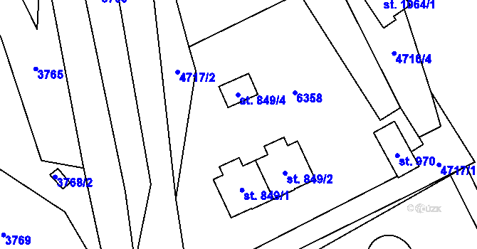 Parcela st. 849/3 v KÚ Halenkov, Katastrální mapa