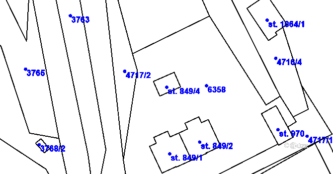 Parcela st. 849/4 v KÚ Halenkov, Katastrální mapa