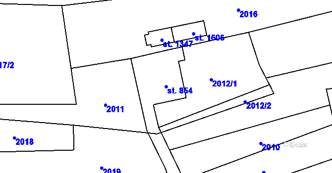 Parcela st. 854 v KÚ Halenkov, Katastrální mapa