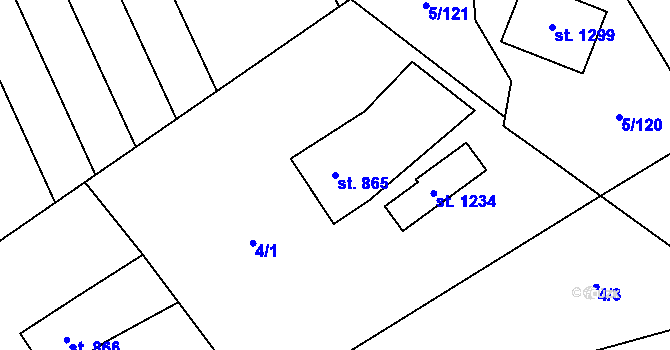 Parcela st. 865 v KÚ Halenkov, Katastrální mapa