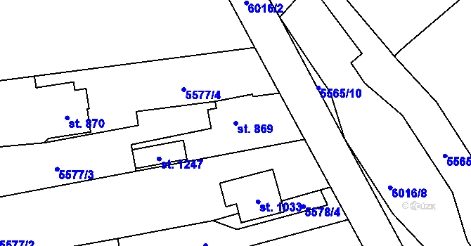 Parcela st. 869 v KÚ Halenkov, Katastrální mapa