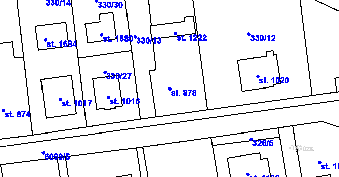 Parcela st. 878 v KÚ Halenkov, Katastrální mapa