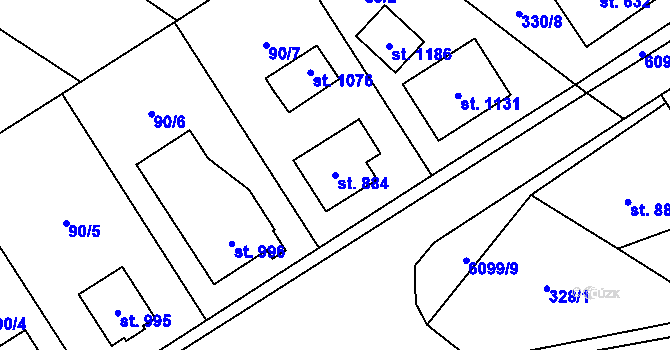 Parcela st. 884 v KÚ Halenkov, Katastrální mapa