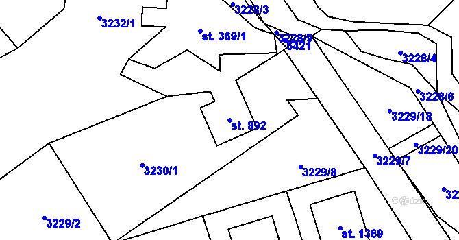 Parcela st. 892 v KÚ Halenkov, Katastrální mapa