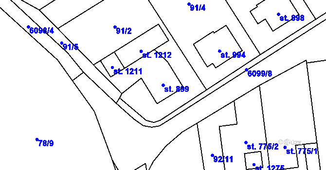 Parcela st. 899 v KÚ Halenkov, Katastrální mapa