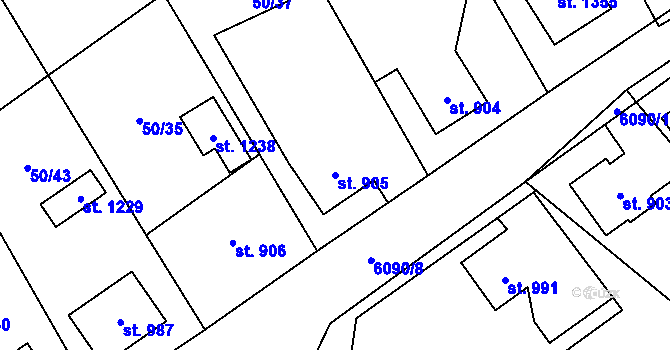 Parcela st. 905 v KÚ Halenkov, Katastrální mapa