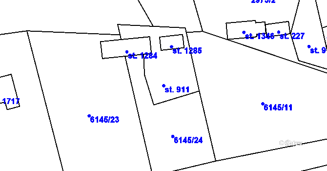 Parcela st. 911 v KÚ Halenkov, Katastrální mapa