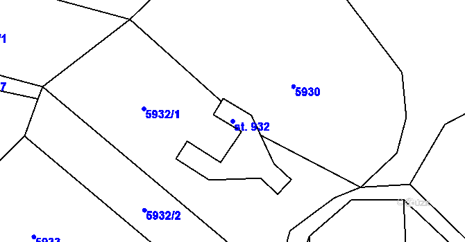 Parcela st. 932 v KÚ Halenkov, Katastrální mapa