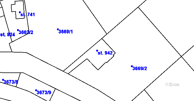Parcela st. 942 v KÚ Halenkov, Katastrální mapa