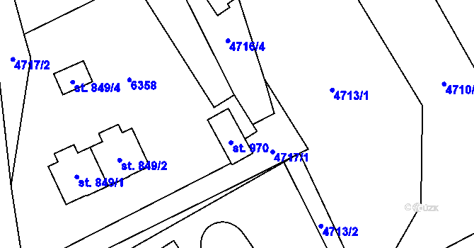Parcela st. 970 v KÚ Halenkov, Katastrální mapa