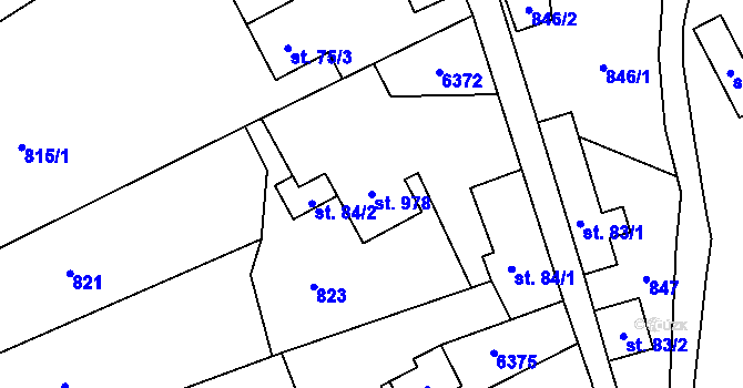 Parcela st. 978 v KÚ Halenkov, Katastrální mapa